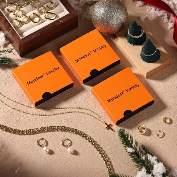 Dainty 14K Gold Plated 4 pearl chain set-SL Hoops Trendy Earring Set for Women - Picture 7 of 9